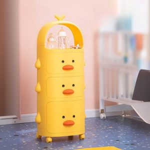 "Rotating Standard Kids Bookshelf with 2 Drawers/3 Drawers/4 Drawers, Cup Pull Handle"