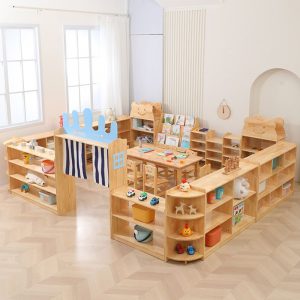"Art Deco Reclaimed Wood Horizontal Unattached Closed Back Standard Kids Bookshelf"